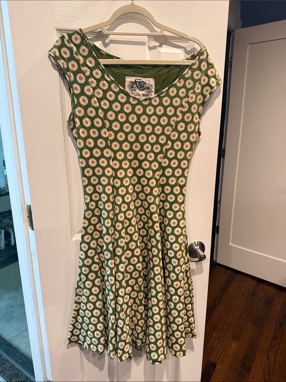 Effie's Heart Green Daisy Fit-and-Flare Midi Dress